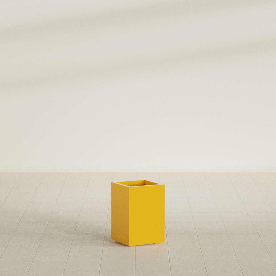 Tolga Medium Rectangle Fiberglass Planter - 16 in x 16 in x 24 in - Gloss Saffron - Gloss Saffron,16 in x 16 in x 24 in