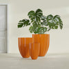 Alicante Medium Round Fiberglass Planter - 26 in x 26 in x 32 in - Gloss Tangerine - Gloss Tangerine,26 in x 26 in x 32 in