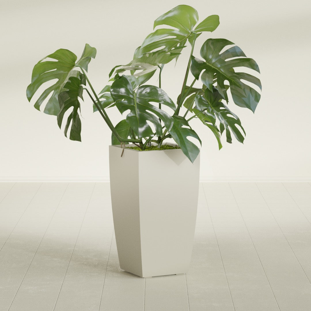 Toulan Large Tall Tapered Square Fiberglass Planter - 16 in x 16 in x 30 in - Satin Beige - Satin Beige,16 in x 16 in x 30 in