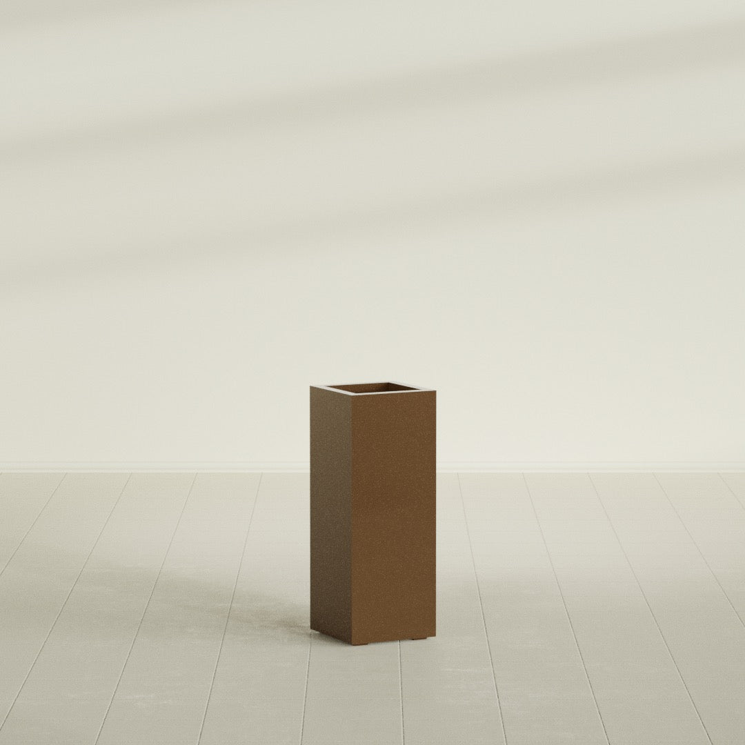 Delray Large Tall Rectangle Fiberglass Planter - 12 in x 12 in x 32 in - Metallic Bronze - Metallic Bronze,12 in x 12 in x 32 in