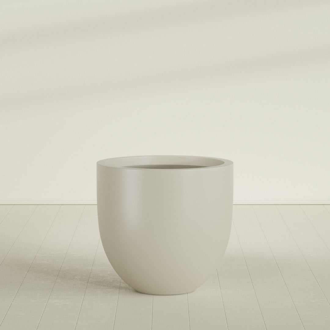Alzira Large Round Fiberglass Planter - 36 in x 36 in x 34 in - Satin Beige - Satin Beige,36 in x 36 in x 34 in