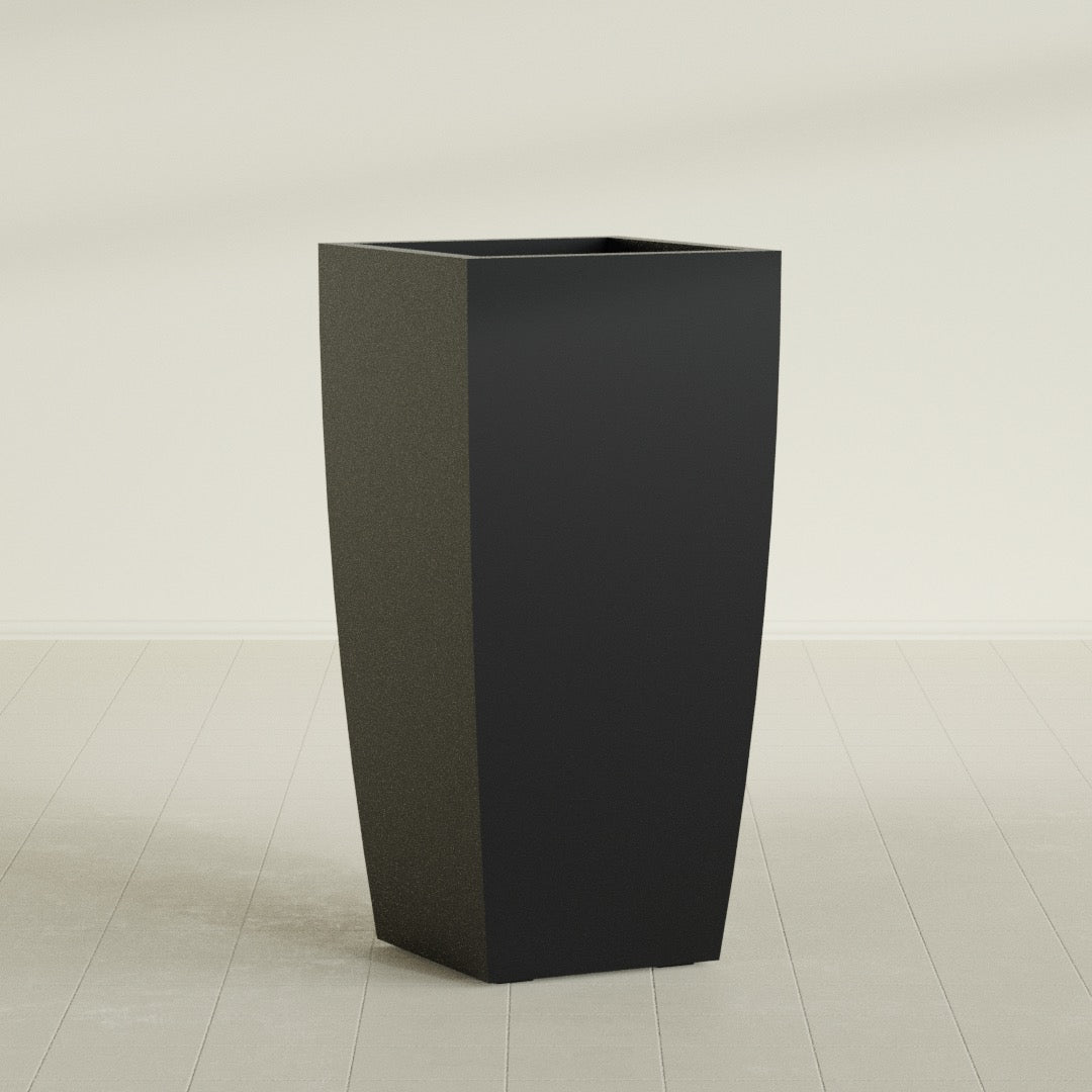 Toulan Extra Large Tall Tapered Square Fiberglass Planter - 23 in x 23 in x 48 in - Matte Black - Matte Black,23 in x 23 in x 48 in