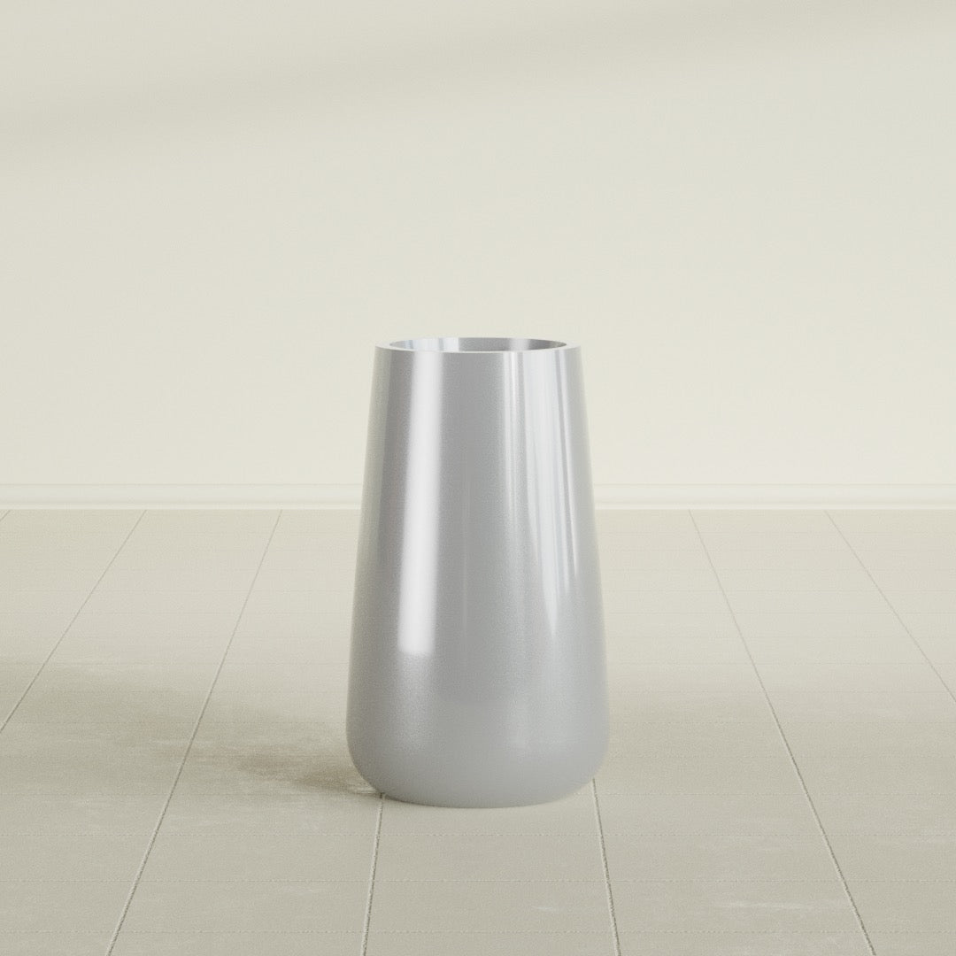 Saigon Large Tapered Round Planter - 14 in x 14 in x 30 in - Metallic Silver - Metallic Silver,13.7 in x 13.7 in 30 in