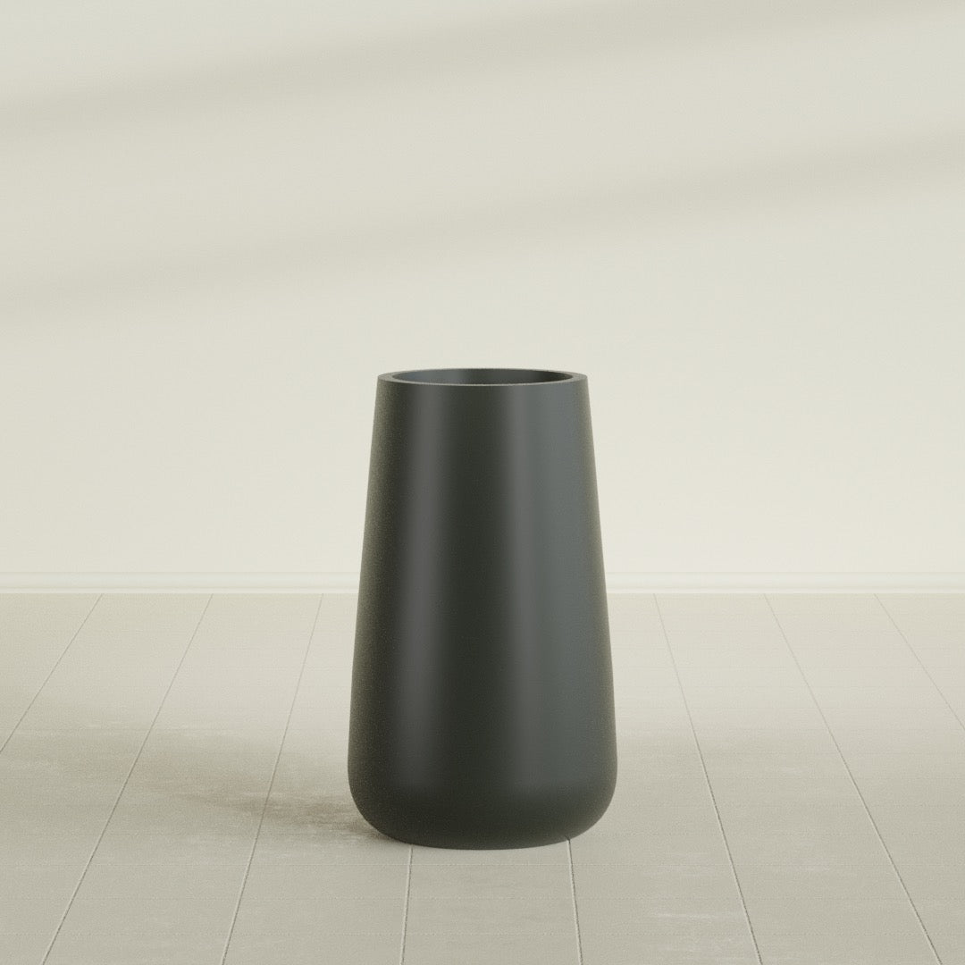 Saigon Extra Large Tapered Round Planter - 19 in x 24 in x 42 in - Matte Charcoal - Matte Charcoal,19.2 in x 24.2 in x 42 in