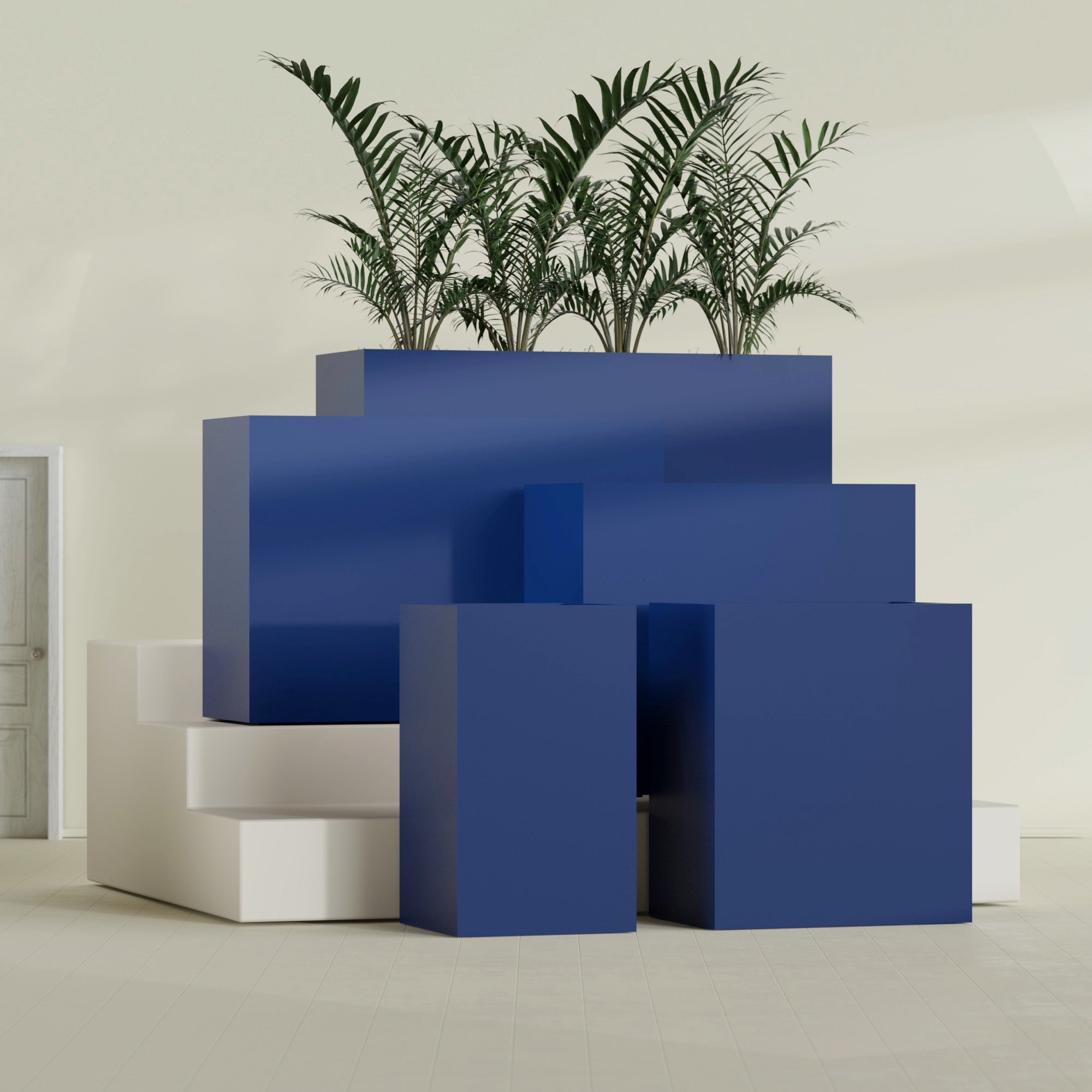 Darwin Extra Large Long Rectangle Fiberglass Planter - 72 in x 24 in x 42 in - Matte Cobalt Blue - Matte Cobalt Blue,72 in x 24 in x 42 in