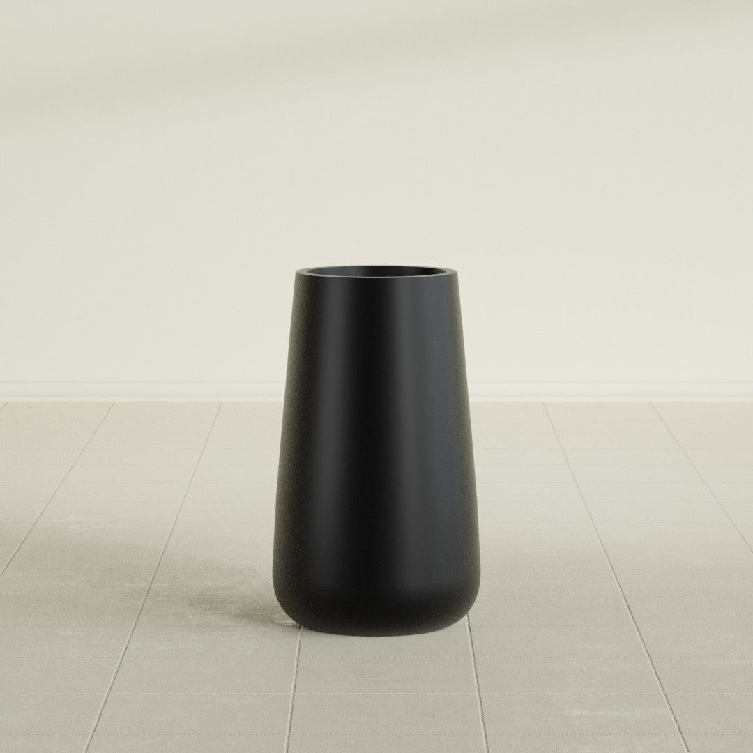 Saigon Large Tapered Round Planter - 14 in x 14 in x 30 in - Matte Black - Matte Black,13.7 in x 13.7 in 30 in
