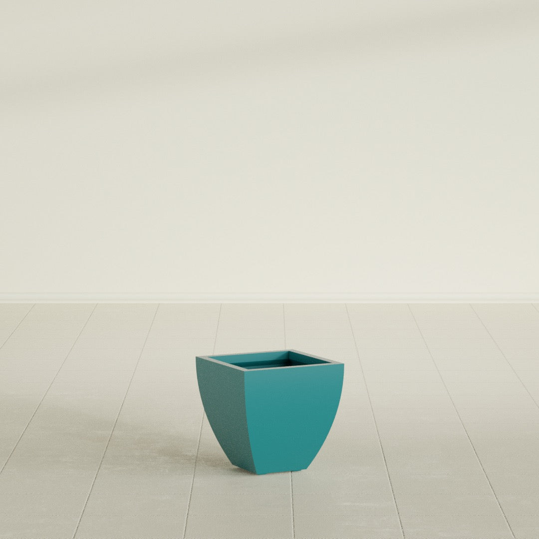 Lima Small Tapered Square Fiberglass Planter - 12 in x 12 in x 12 in - Satin Sea Foam - Satin Sea Foam,12 in x 12 in x 12 in