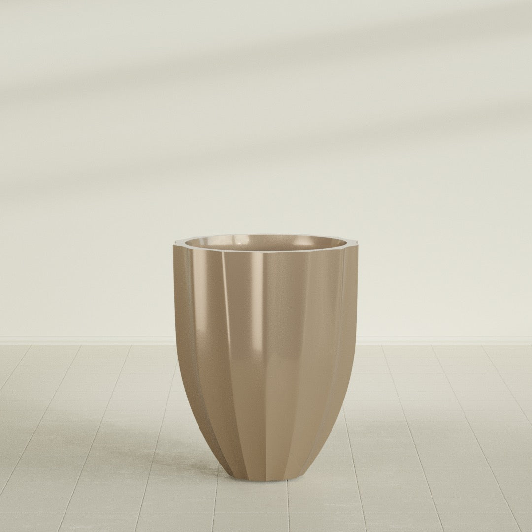 Alicante Medium Round Fiberglass Planter - 26 in x 26 in x 32 in - Metallic Gold - Metallic Gold,26 in x 26 in x 32 in