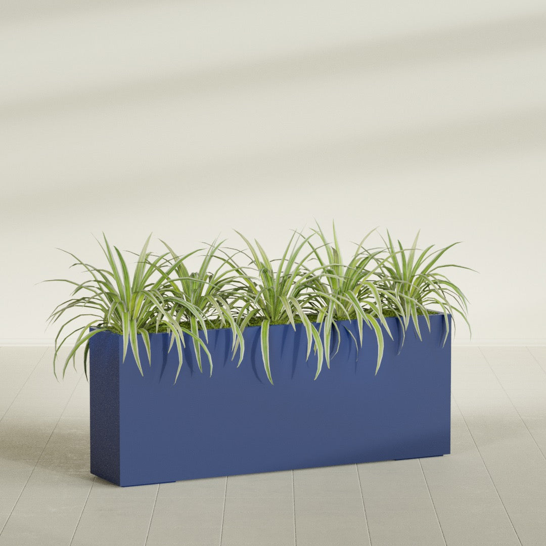 Hollywood Extra Large Narrow Rectangle Fiberglass Planter - 60 in x 12 in x 24 in - Matte Cobalt Blue - Matte Cobalt Blue,60 in x 12 in x 24 in