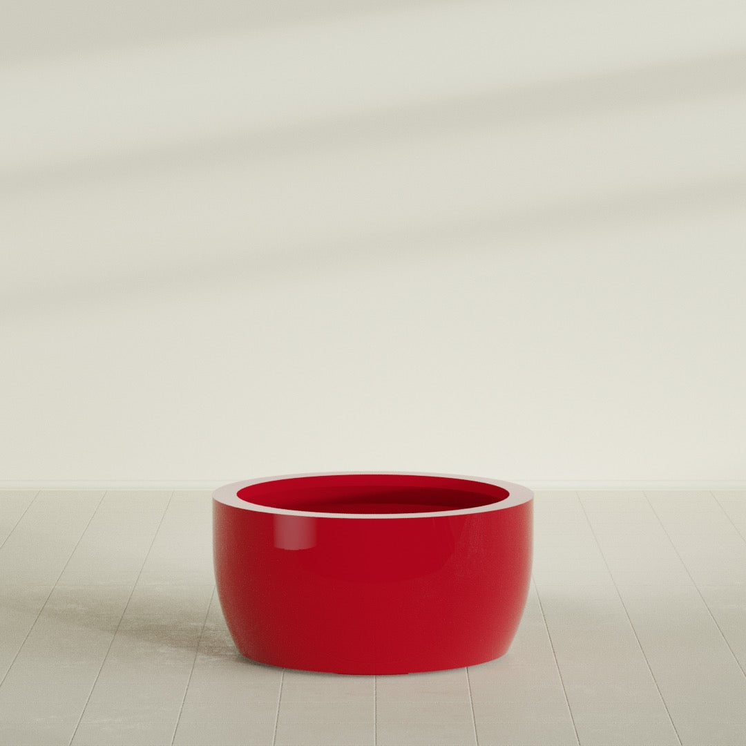 Casablanca Large Round Low Bowl Fiberglass Planter - 36 in x 36 in x 18 in - Gloss Red - Gloss Red,36 in x 36 in x 18 in