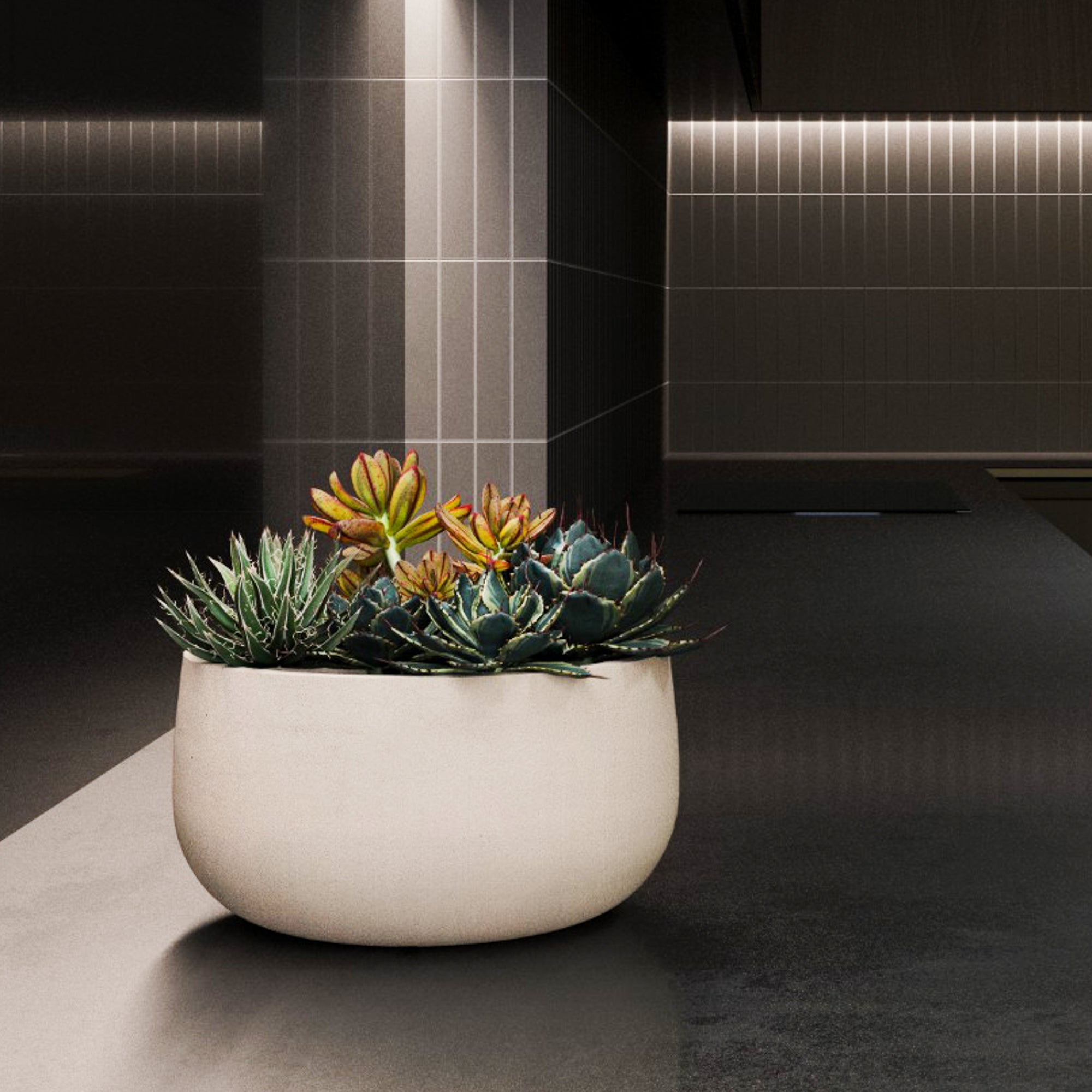 Mondo Low – 9.5" diam. x 5"H - Sand Stone,9.5 in x 9.5 in x 5 in