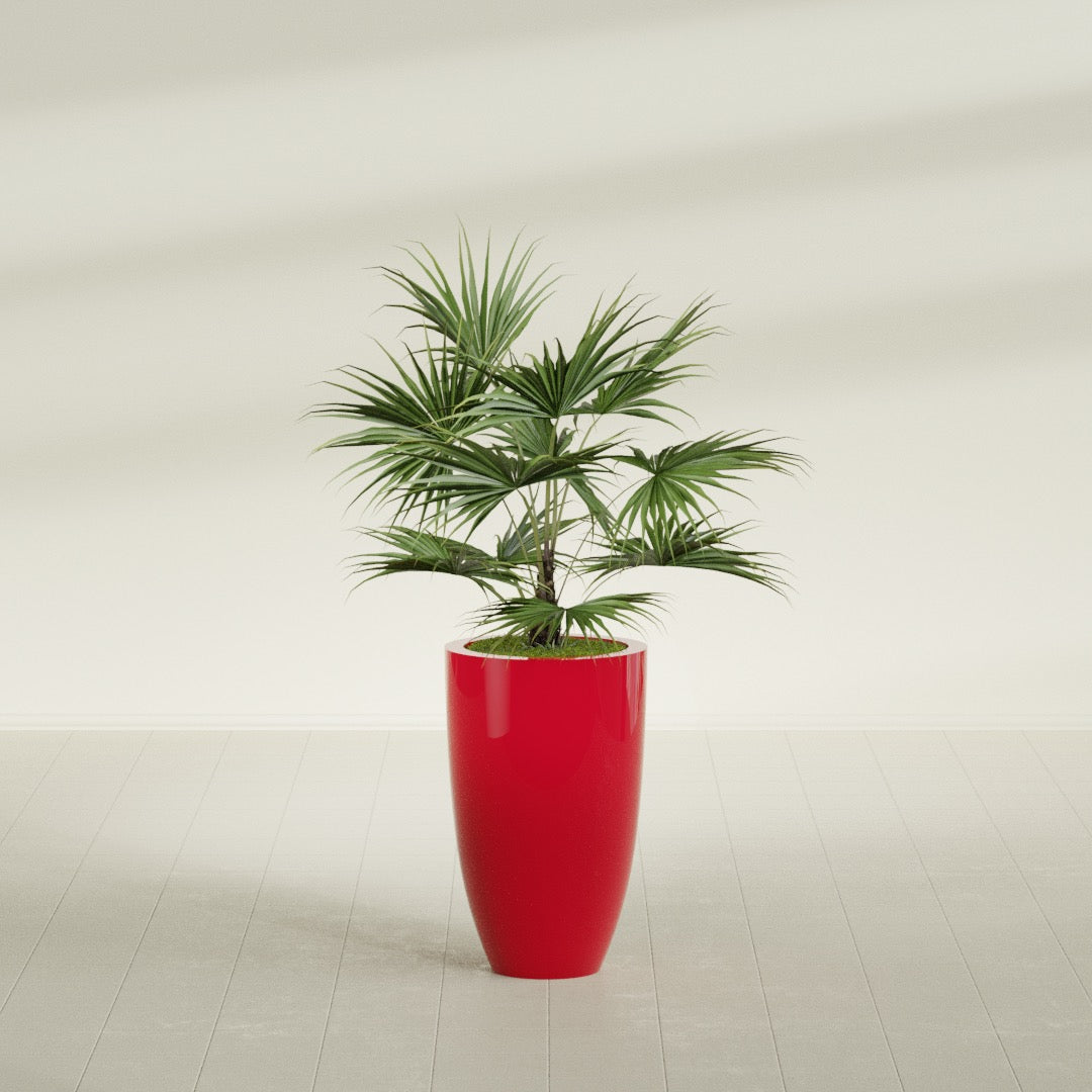 Brannan Medium Round Fiberglass Planter - 18 in x 18 in x 29 in - Gloss Red - Gloss Red,18 in x 18 in x 29 in