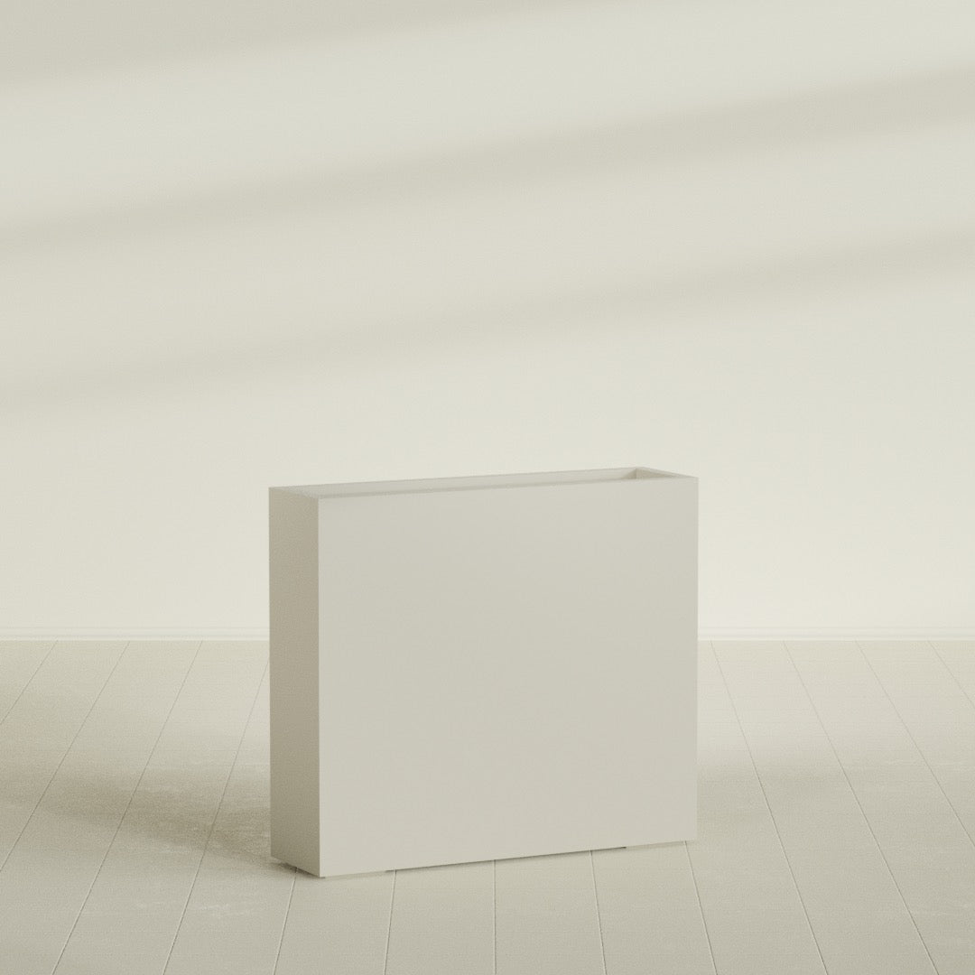 Amesbury Large Narrow Rectangle Fiberglass Planter - 36 in x 10 in x 32 in - Satin Beige - Satin Beige,36 in x 10 in x 32 in