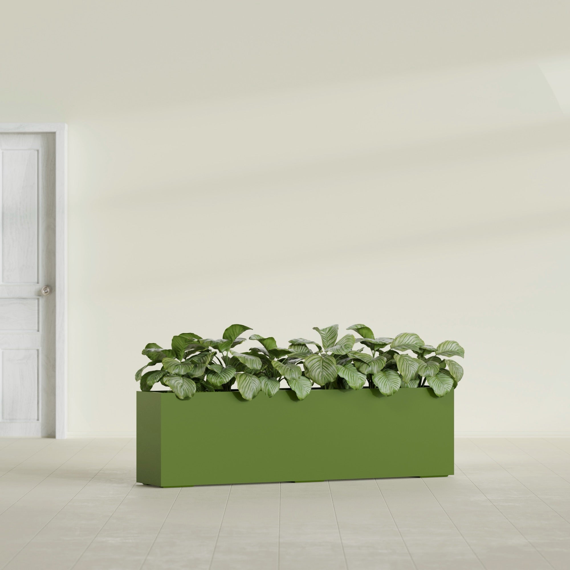 Hudson Extra Large Long Rectangle Fiberglass Planter - 100 in x 18 in x 28 in - Satin Green - Satin Green,100 in x 18 in x 28 in