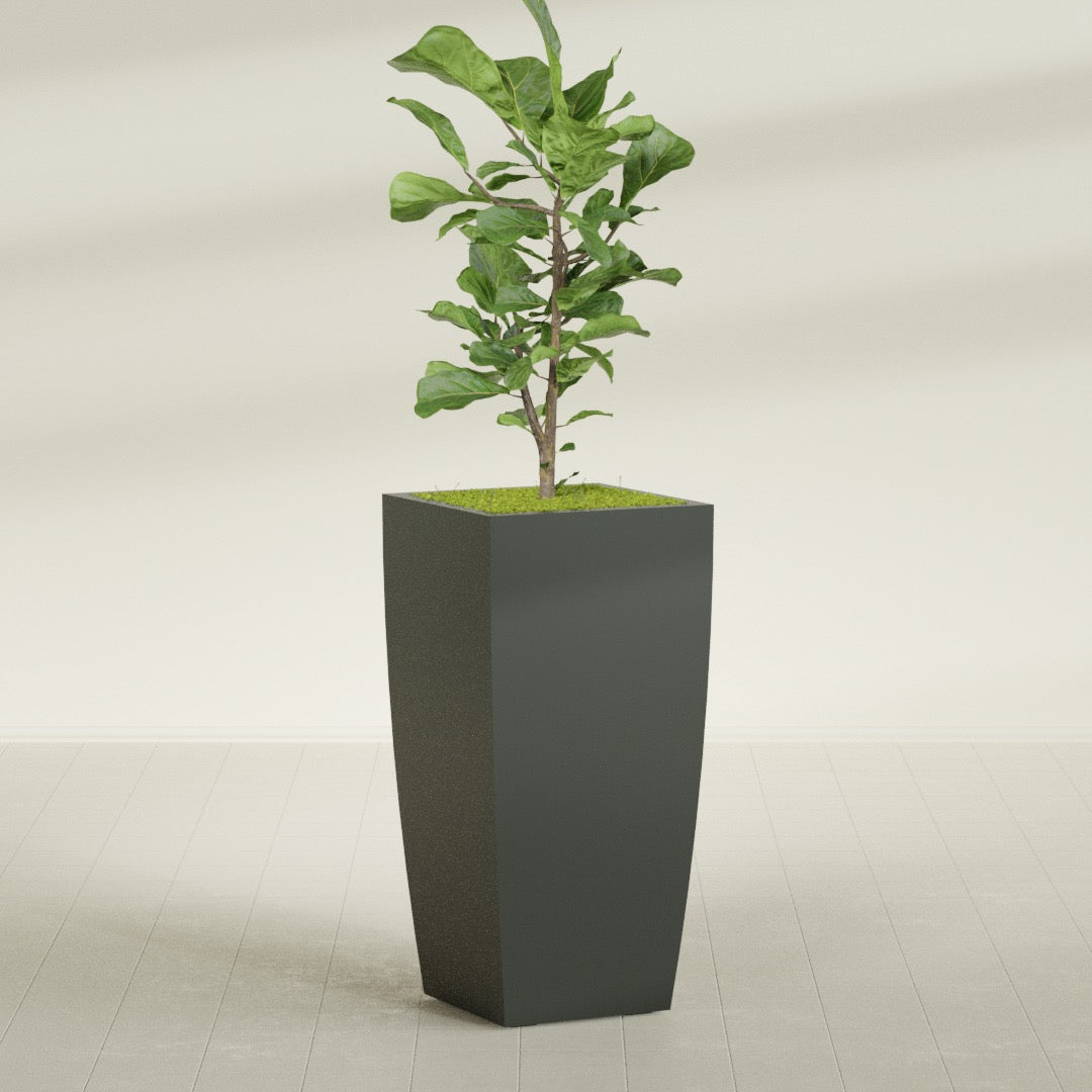 Toulan Extra Large Tall Tapered Square Fiberglass Planter - 23 in x 23 in x 48 in - Matte Charcoal - Matte Charcoal,23 in x 23 in x 48 in
