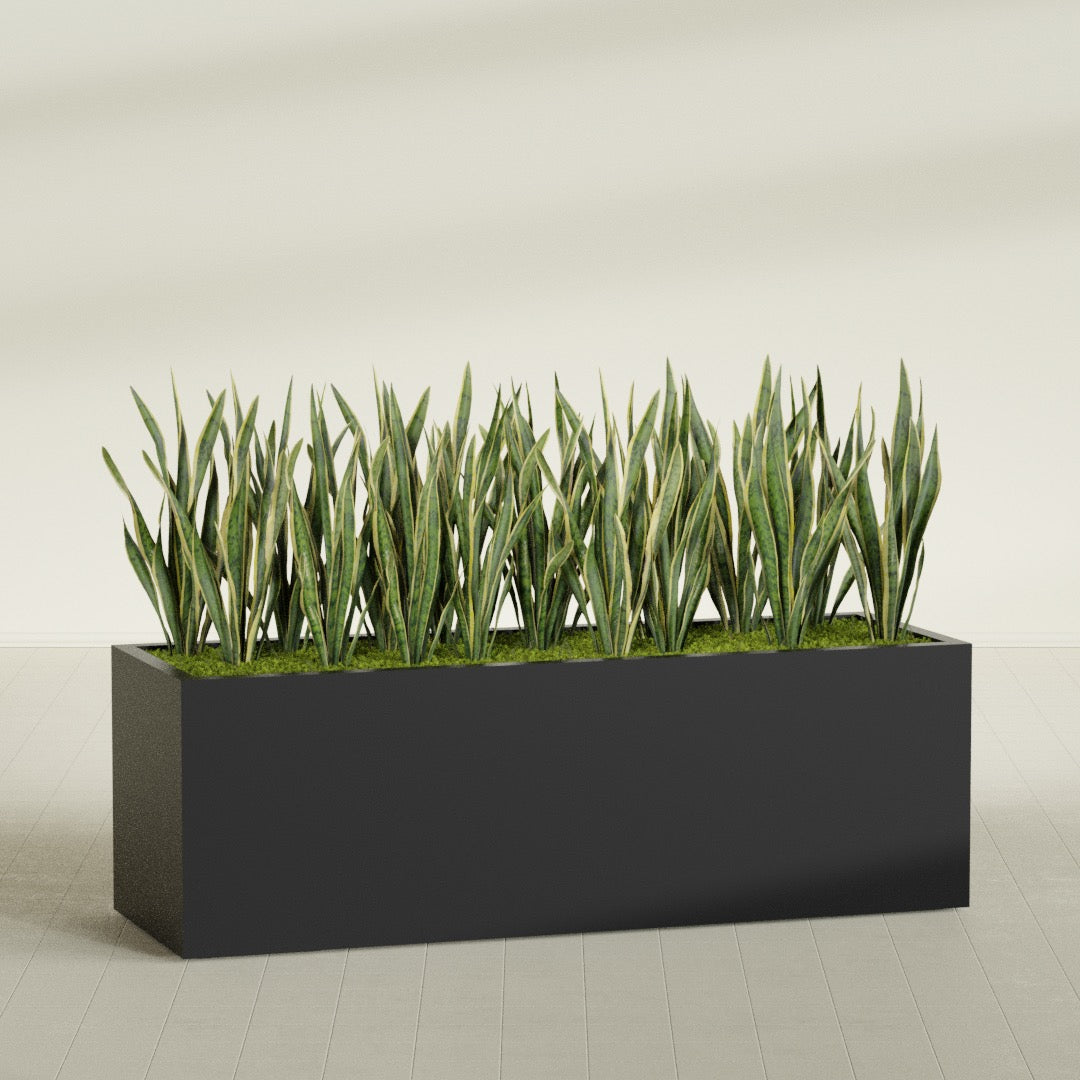 Granada Extra Large Long Rectangle Fiberglass Planter - 72 in x 24 in x 24 in - Matte Black - Matte Black,72 in x 24 in x 24 in