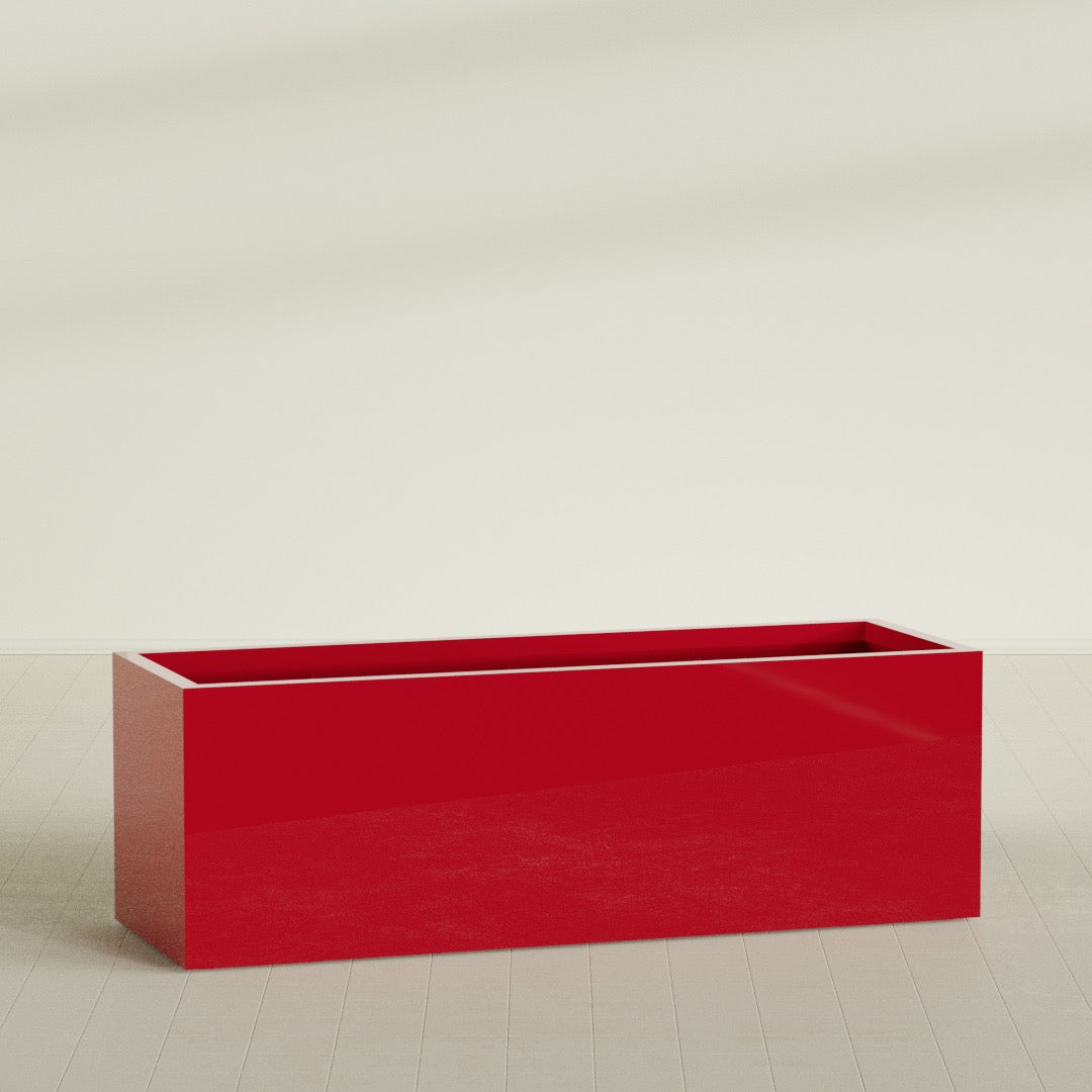 Granada Extra Large Long Rectangle Fiberglass Planter - 72 in x 24 in x 24 in - Gloss Red - Gloss Red,72 in x 24 in x 24 in