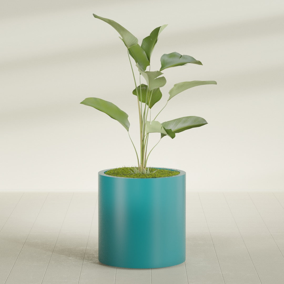 Rio Grande Medium Round Fiberglass Planter - 22 in x 22 in x 22 in - Satin Sea Foam - Satin Sea Foam,22 in x 22 in x 22 in