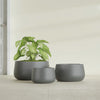 Short Hayden Small Round Fiberglass Planter - 12 in x 12 in x 7 in - Metallic Gunmetal - Metallic Gunmetal,12 in x 12 in x 7 in
