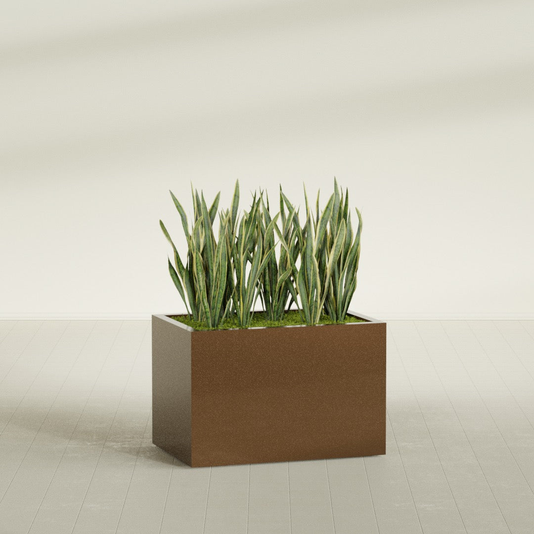 Granada Large Rectangle Fiberglass Planter - 36 in x 24 in x 24 in - Metallic Bronze - Metallic Bronze,36 in x 24 in x 24 in