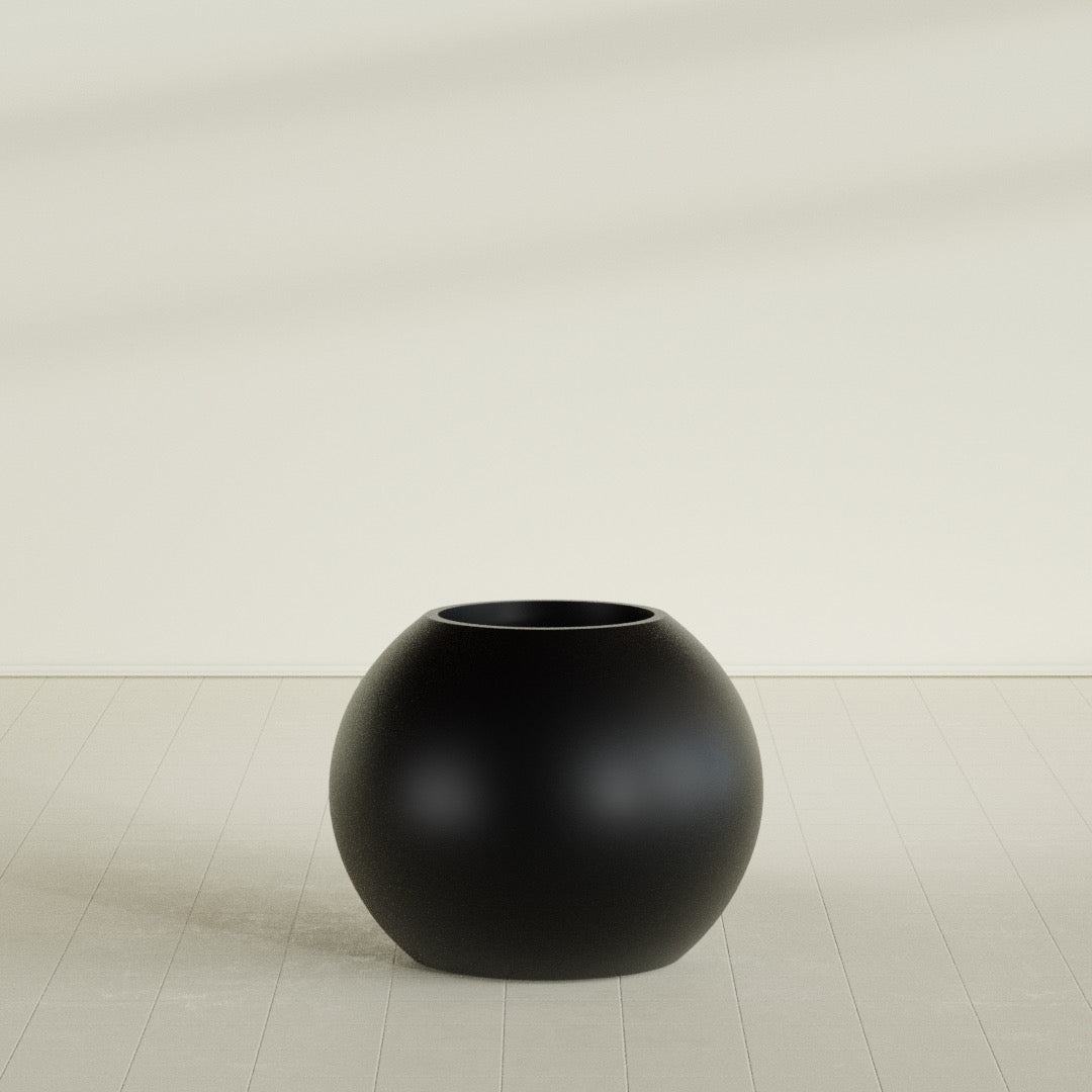 Globe Large Sphere Fiberglass Planter - 30 in x 30 in x 24 in - Matte Black - Matte Black,30 in x 30 in x 24 in