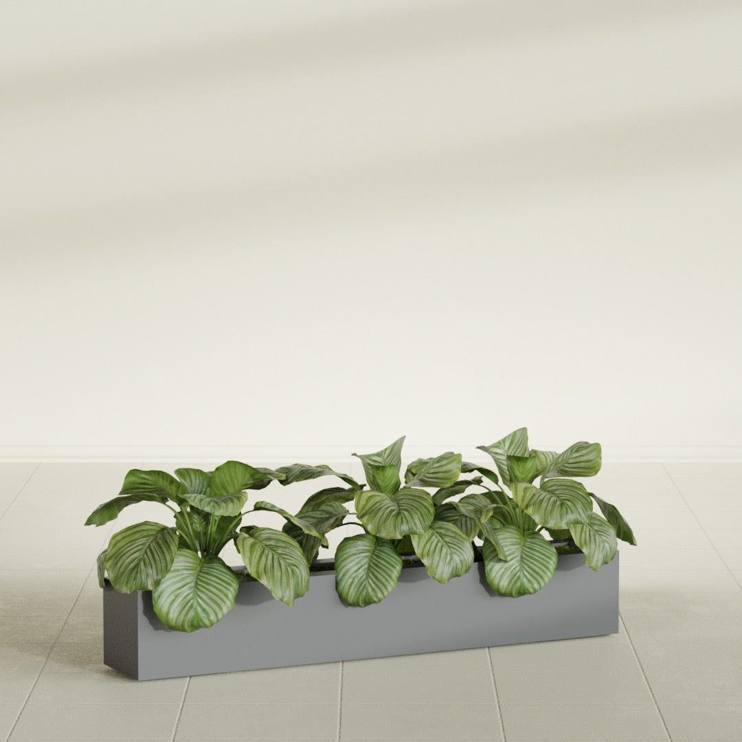 Salon Large Tall Rectangle Fiberglass Planter - 48 in x 8 in x 8 in - Metallic Gunmetal - Metallic Gunmetal,48 in x 8 in x 8 in