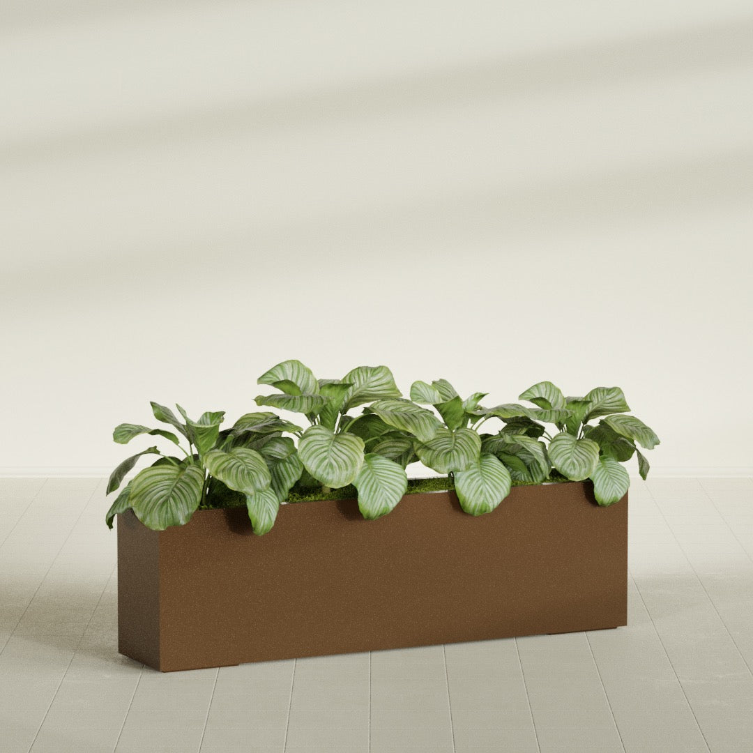 Miami Extra Large Narrow Rectangle Fiberglass Planter - 60 in x 12 in x 18 in - Metallic Bronze - Metallic Bronze,60 in x 12 in x 18 in
