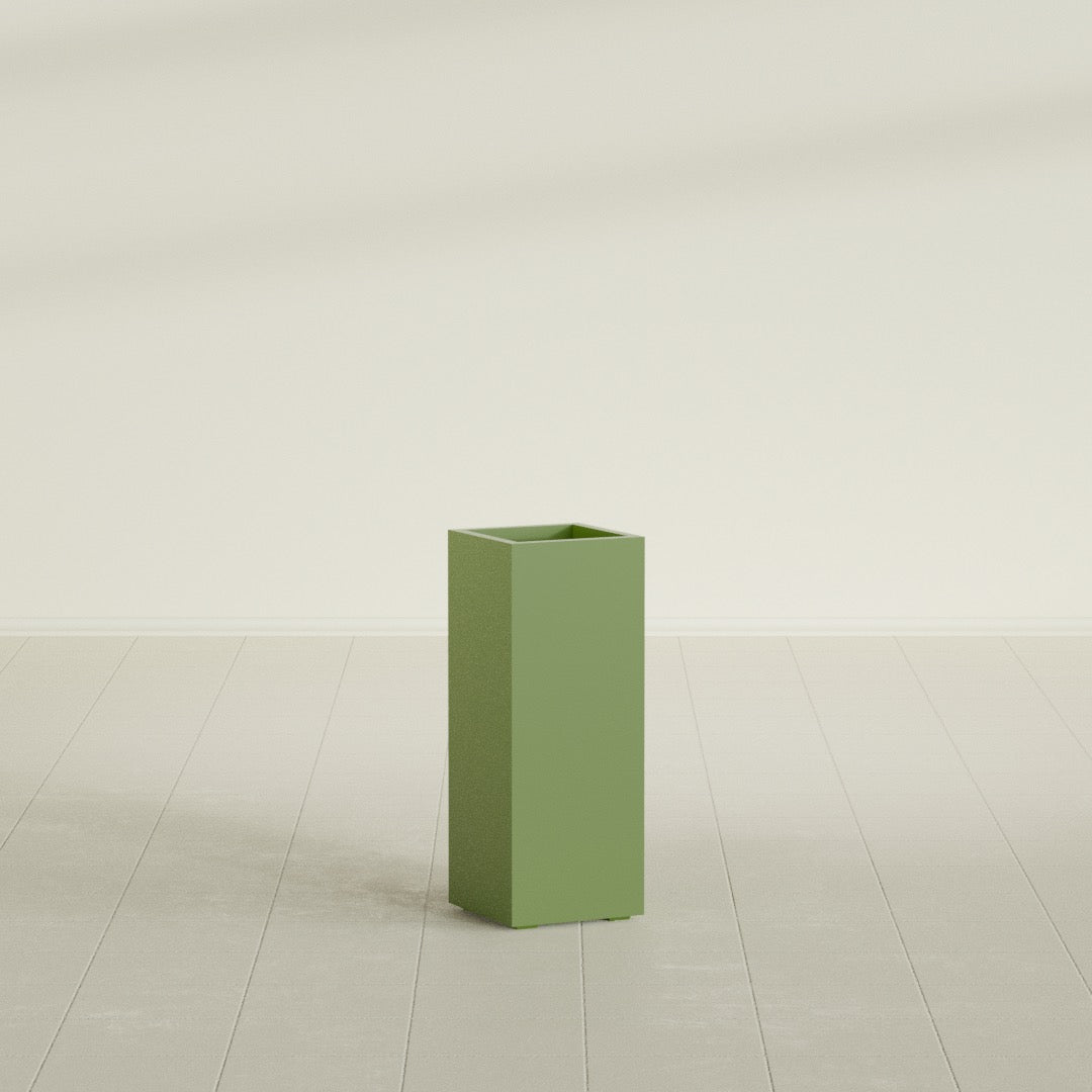 Perth Large Tall Rectangle Fiberglass Planter - 16 in x 16 in x 42 in - Satin Green - Satin Green,16 in x 16 in x 42 in
