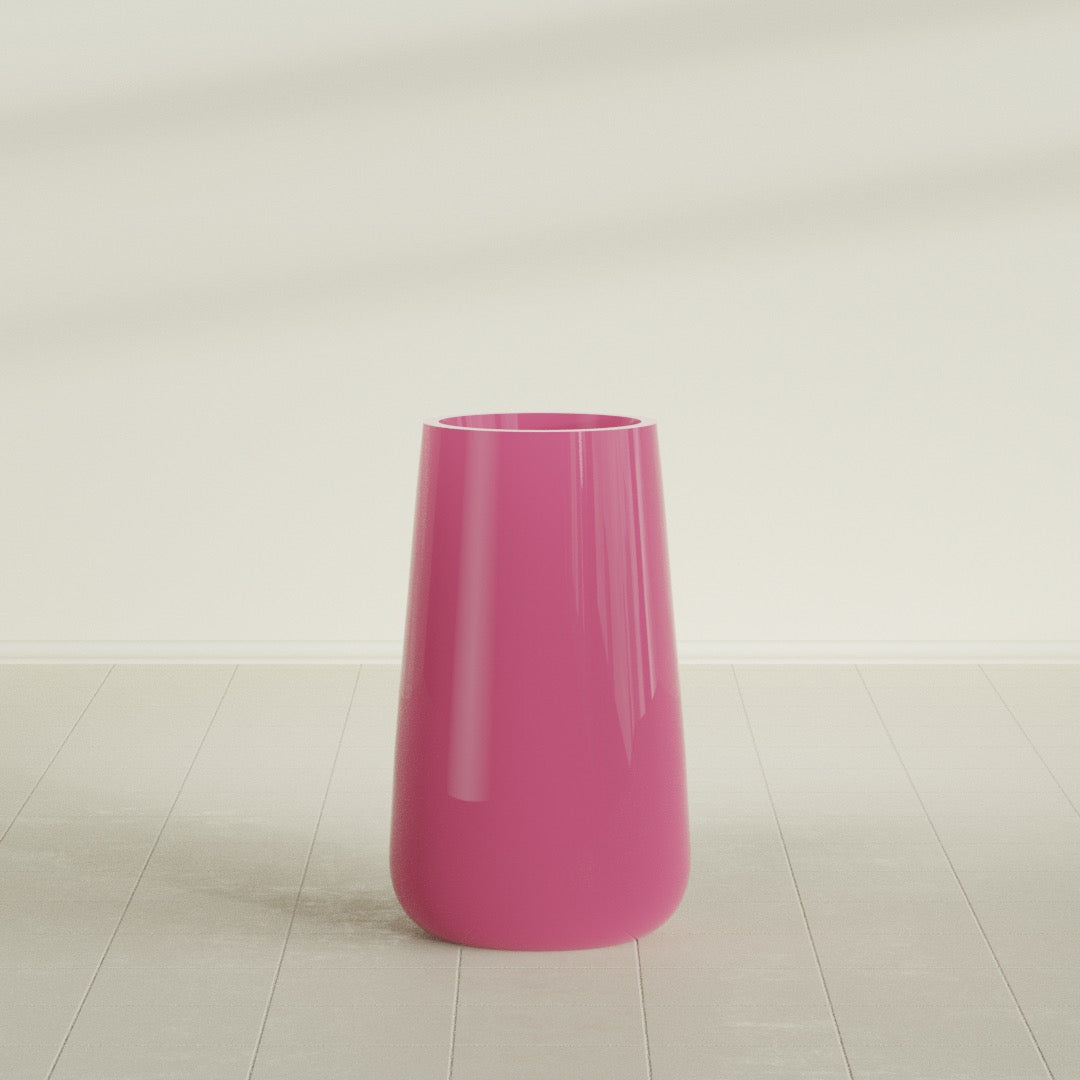 Saigon Extra Large Tapered Round Planter - 19 in x 24 in x 42 in - Gloss Pink Violet - Gloss Pink Violet,19.2 in x 24.2 in x 42 in