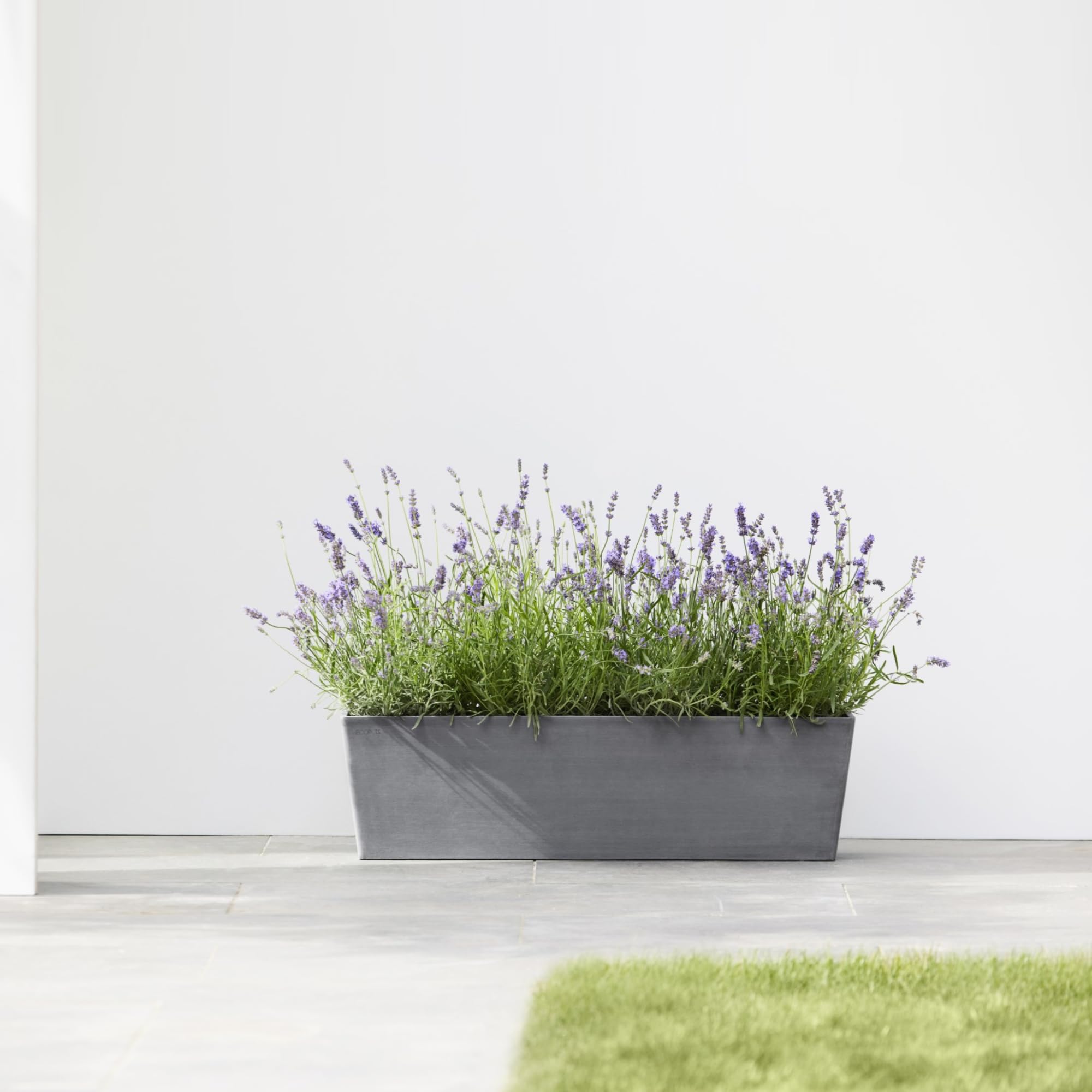 Bruges Large Rectangle Planter - 31.5 in x 8 in x 8 in - Grey - Grey,31.5 in x 8 in x 8 in