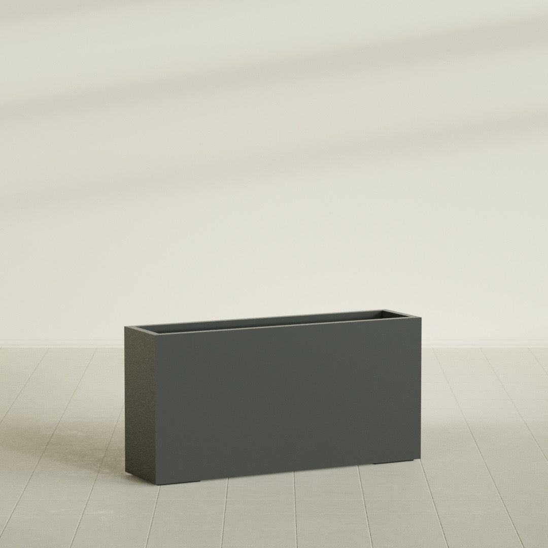 Hollywood Extra Large Narrow Rectangle Fiberglass Planter - 48 in x 12 in x 24 in - Matte Charcoal - Matte Charcoal,48 in x 12 in x 24 in