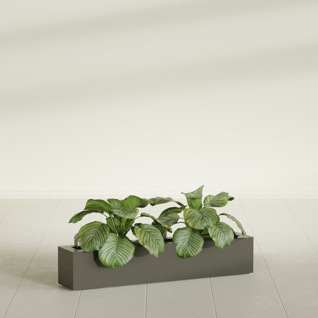 Salon Large Tall Rectangle Fiberglass Planter - 42 in x 8 in x 8 in - Matte Bronze - Matte Bronze,42 in x 8 in x 8 in
