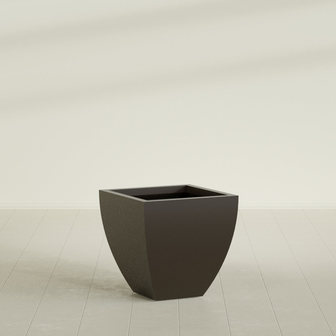 Lima Medium Tapered Square Fiberglass Planter - 24 in x 24 in x 24 in - Matte Brown - Matte Brown,24 in x 24 in x 24 in