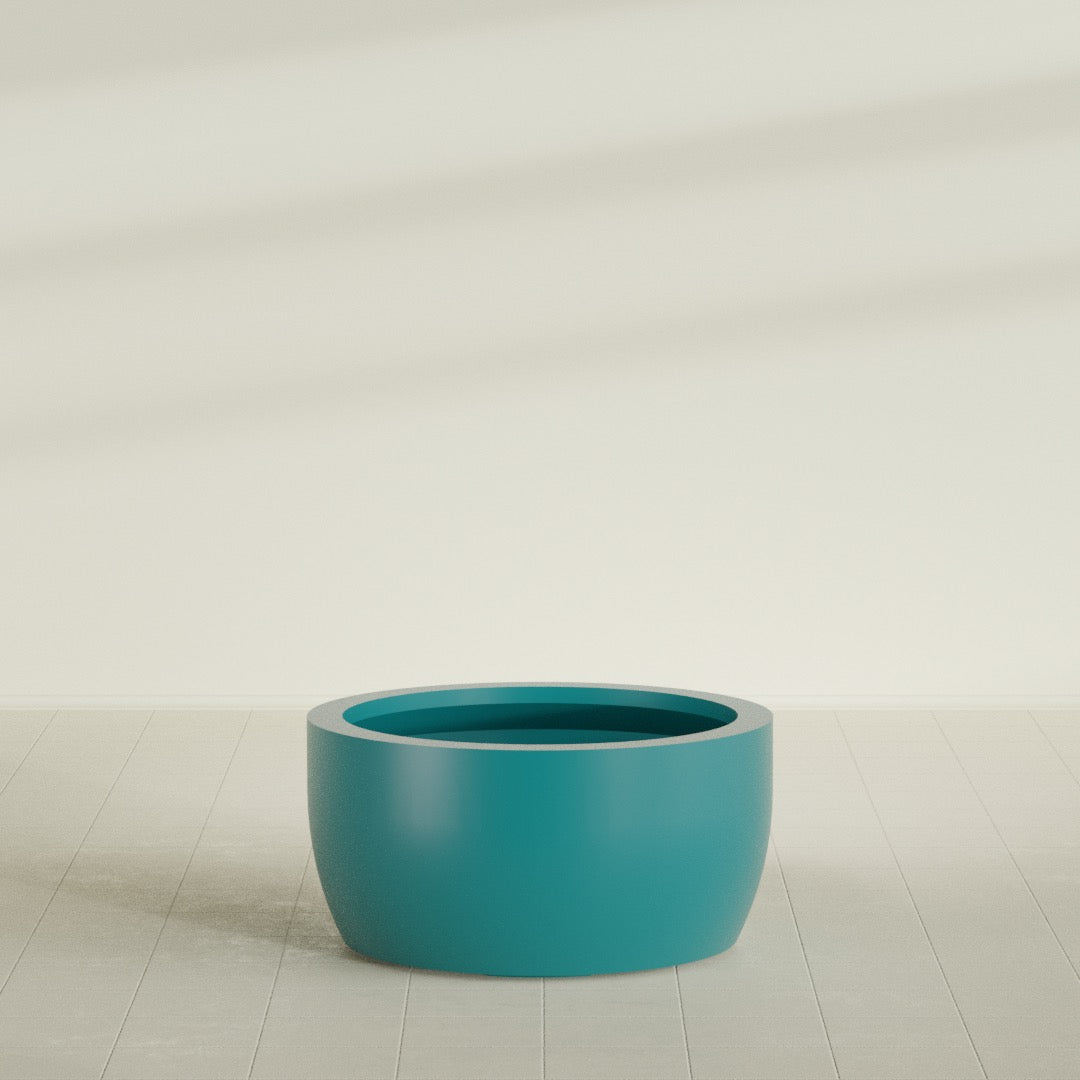 Casablanca Large Round Low Bowl Fiberglass Planter - 36 in x 36 in x 18 in - Satin Sea Foam - Satin Sea Foam,36 in x 36 in x 18 in
