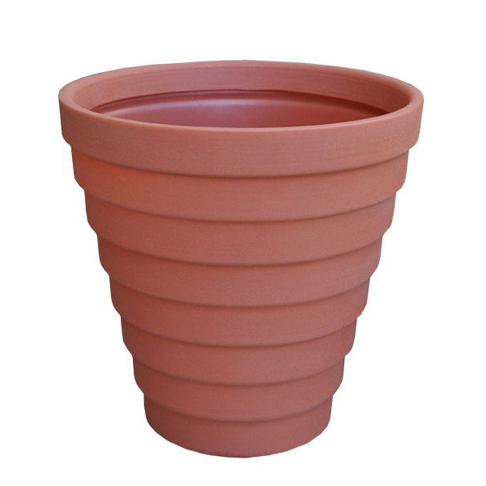 Curbside Gradino Round Plastic Planter - 28.1 in x 28.1 in x 28 in - Terracotta - Terracotta,28.1 in x 28.1 in x 28 in