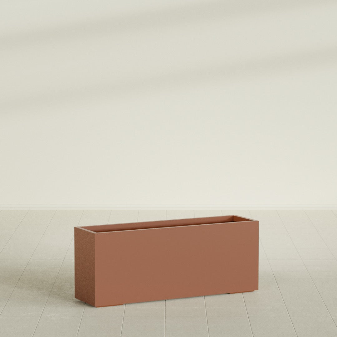 Tolga Extra Large Long Rectangle Fiberglass Planter - 60 in x 16 in x 24 in - Matte Terracotta - Matte Terracotta,60 in x 16 in x 24 in