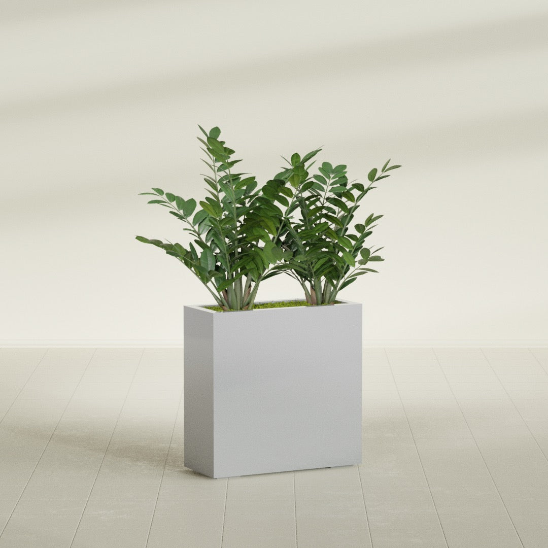 Milano Medium Narrow Rectangle Fiberglass Planter - 24 in x 10 in x 24 in - Metallic Silver - Metallic Silver,24 in x 10 in x 24 in