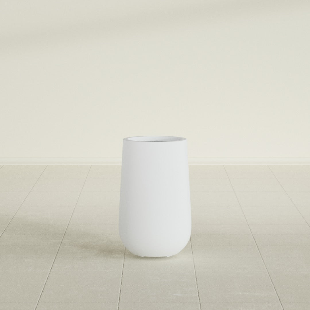 Tall Hayden Medium Round Fiberglass Planter - 18 in x 18 in x 29 in - Gloss White - Gloss White,18 in x 18 in x 29 in