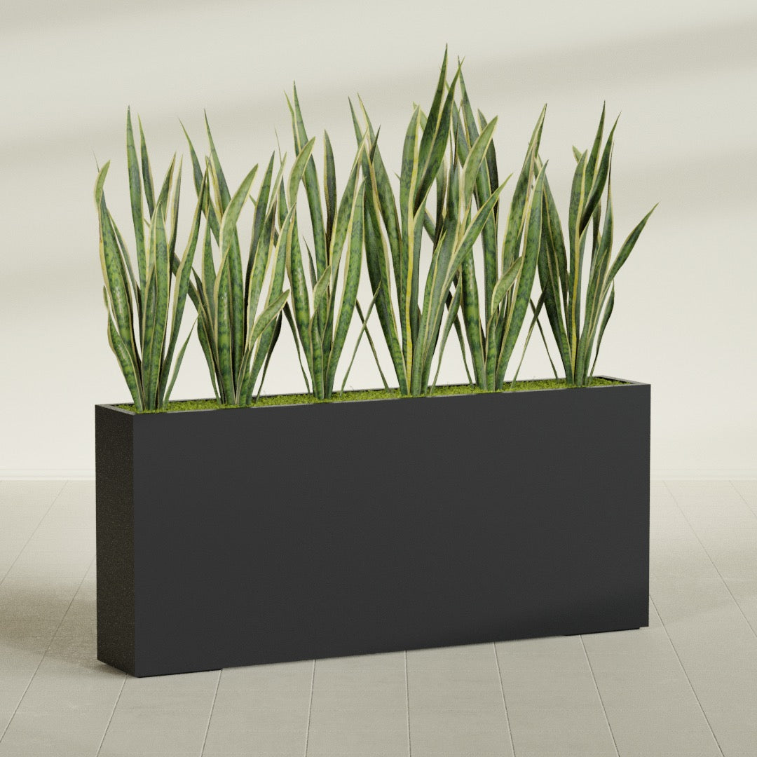 Delray Extra Large Long Rectangle Fiberglass Planter - 72 in x 12 in x 32 in - Matte Black - Matte Black,72 in x 12 in x 32 in