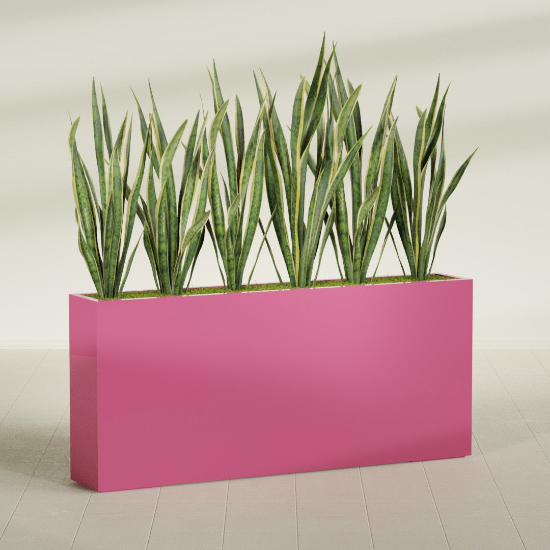 Delray Extra Large Long Rectangle Fiberglass Planter - 72 in x 12 in x 32 in - Gloss Pink Violet - Gloss Pink Violet,72 in x 12 in x 32 in