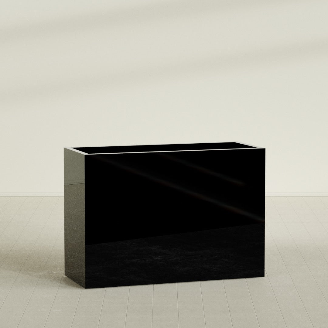 Darwin Extra Large Long Rectangle Fiberglass Planter - 60 in x 24 in x 42 in - Gloss Black - Gloss Black,60 in x 24 in x 42 in