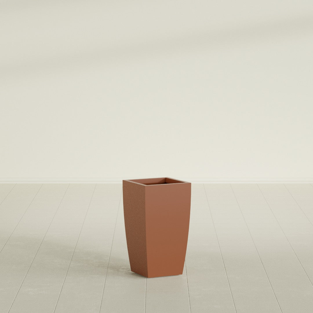Toulan Medium Tall Tapered Square Fiberglass Planter - 12 in x 12 in x 22 in - Matte Terracotta - Matte Terracotta,12 in x 12 in x 22 in