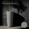 Lofto Tall Planter – Grey Stone Finish – Fiberglass Indoor/Outdoor and Weather-Resistant Large Planter (14.5" D x 30.5" H Exterior, 13.4" D x 30.3" H Interior) - Grey Stone,14.5 in x 14.5 in x 30.5 in - Grey Stone,14.6 in diam. x 30.5 in - Grey Stone - Grey Stone,14.6 in diam. x 30.5 in