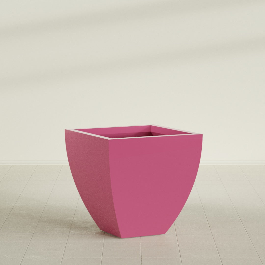 Lima Large Tapered Square Fiberglass Planter - 30 in x 30 in x 30 in - Gloss Pink Violet - Gloss Pink Violet,30 in x 30 in x 30 in