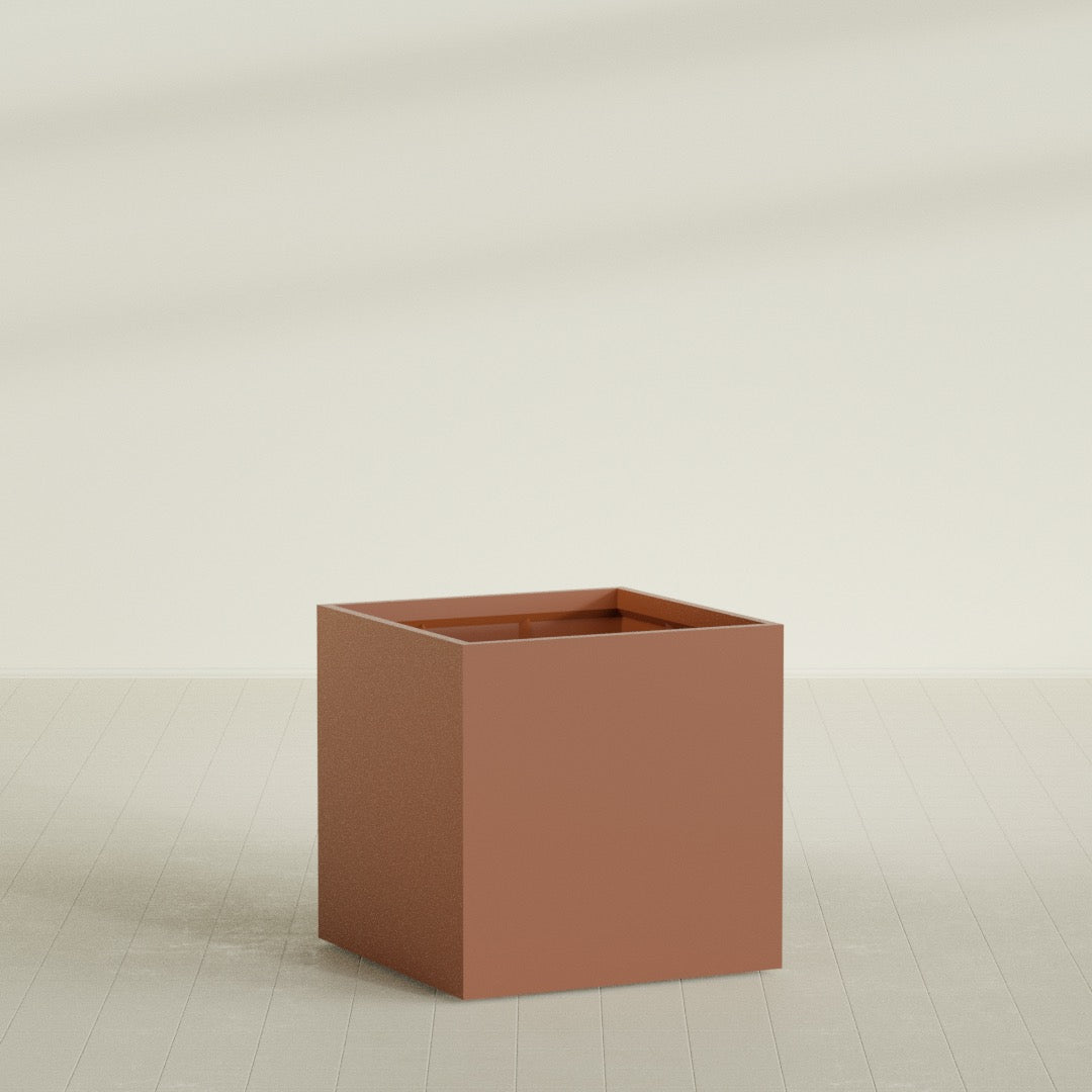 Montroy Large Cube Square Fiberglass Planter - 40 in x 40 in x 40 in - Matte Terracotta - Matte Terracotta,40 in x 40 in x 40 in