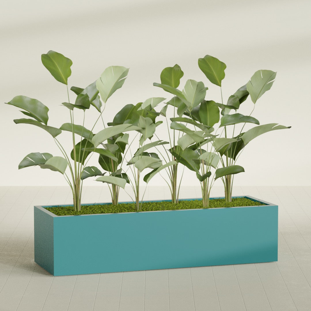 Torino Extra Large Wide Rectangle Fiberglass Planter - 72 in x 24 in x 18 in - Satin Sea Foam - Satin Sea Foam,72 in x 24 in x 18 in