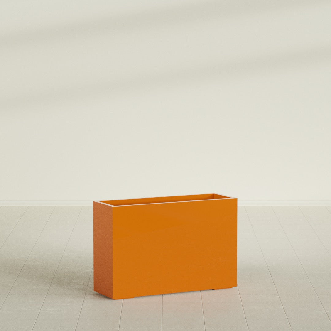 Potsdam Extra Large Long Rectangle Fiberglass Planter - 48 in x 16 in x 32 in - Gloss Tangerine - Gloss Tangerine,48 in x 16 in x 32 in