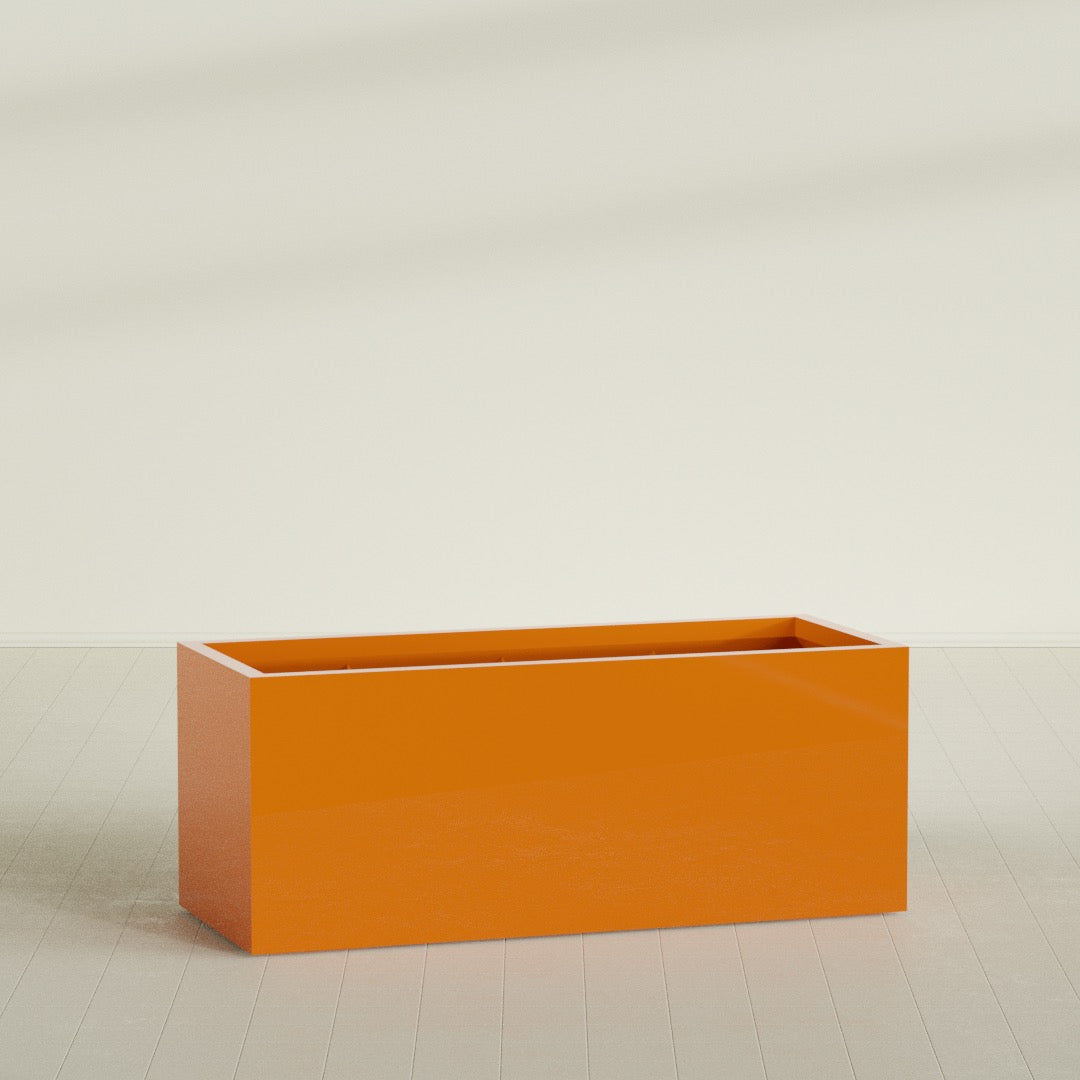 Granada Extra Large Long Rectangle Fiberglass Planter - 60 in x 24 in x 24 in - Gloss Tangerine - Gloss Tangerine,60 in x 24 in x 24 in