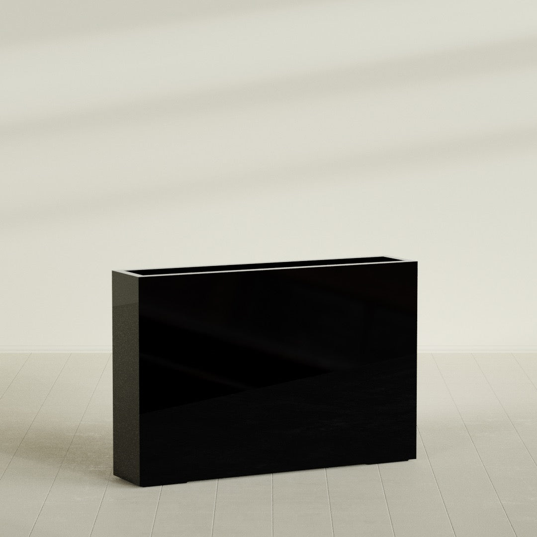 Amesbury Extra Large Narrow Rectangle Fiberglass Planter - 48 in x 10 in x 32 in - Gloss Black - Gloss Black,48 in x 10 in x 32 in