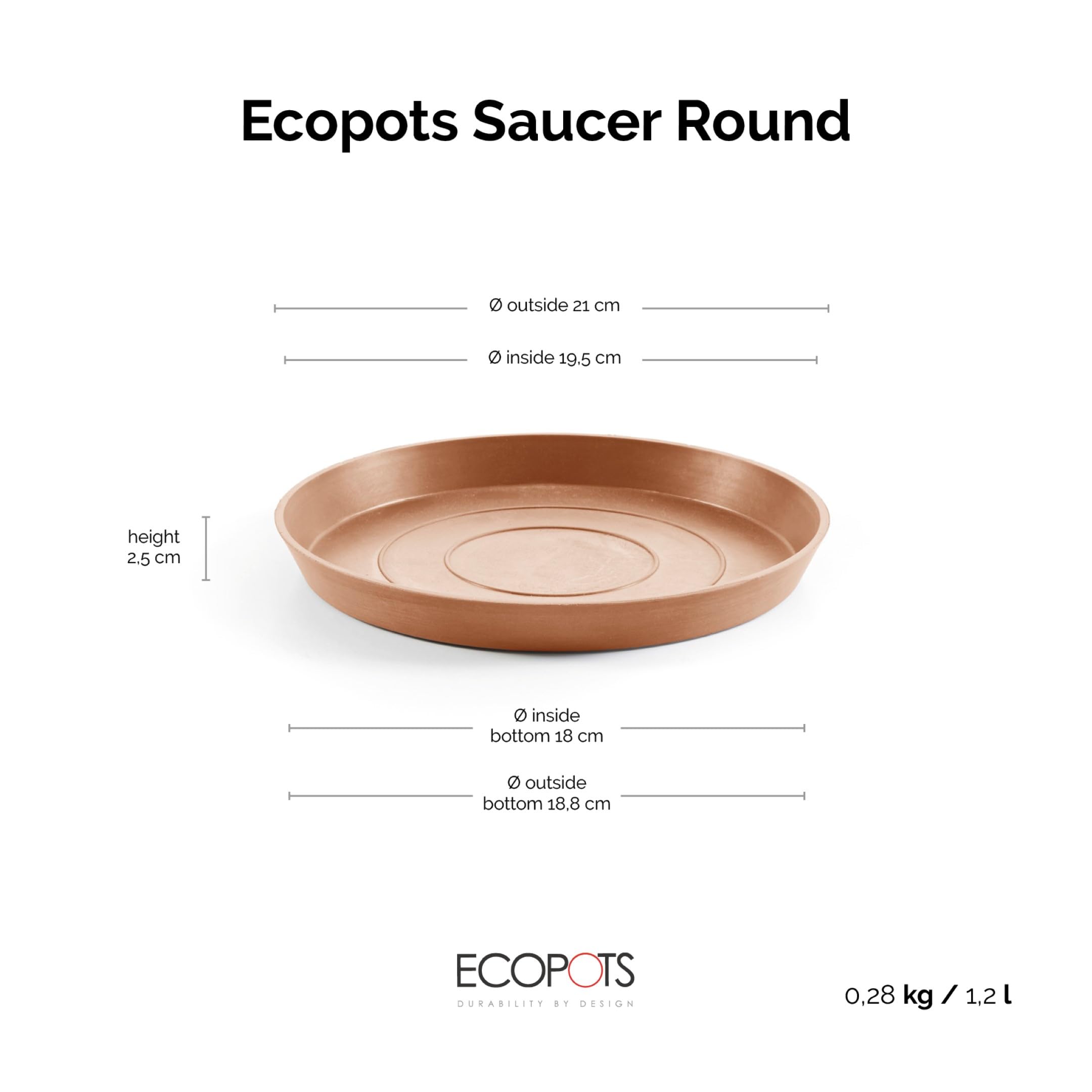Small Round Saucer - 8.3 in x 8.3 in x 1 in - Terracotta - Terracotta,8.25 in x 8.25 in x 1 in